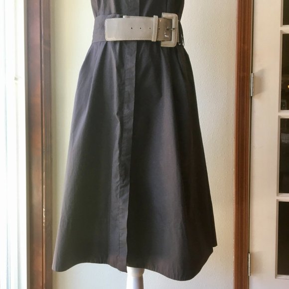 Zara Brown Midi Dress with Belt - Picture 3 of 10